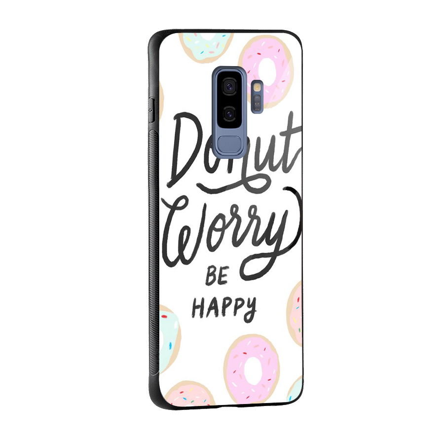 Donut Worry Be Happy Glass Back Case for Galaxy S9 Plus