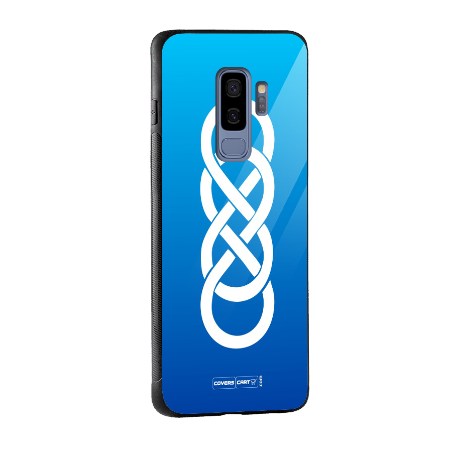 Double Infinity Blue Glass Back Case for Galaxy S9 Plus