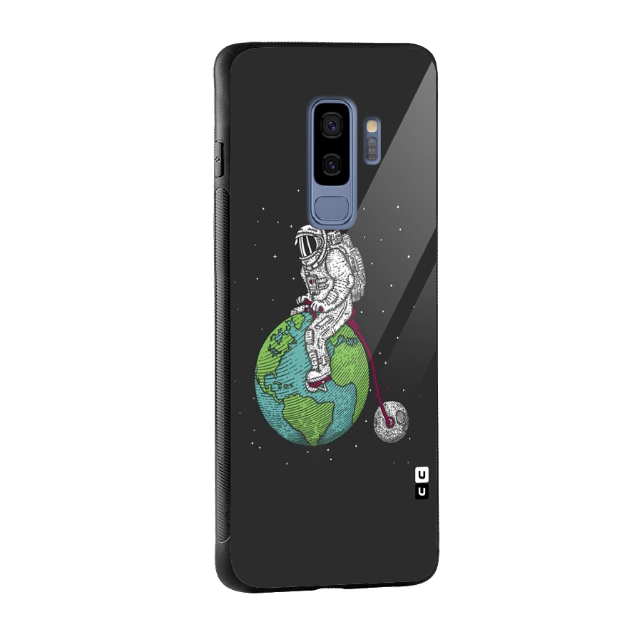 Earth Space Doodle Glass Back Case for Galaxy S9 Plus