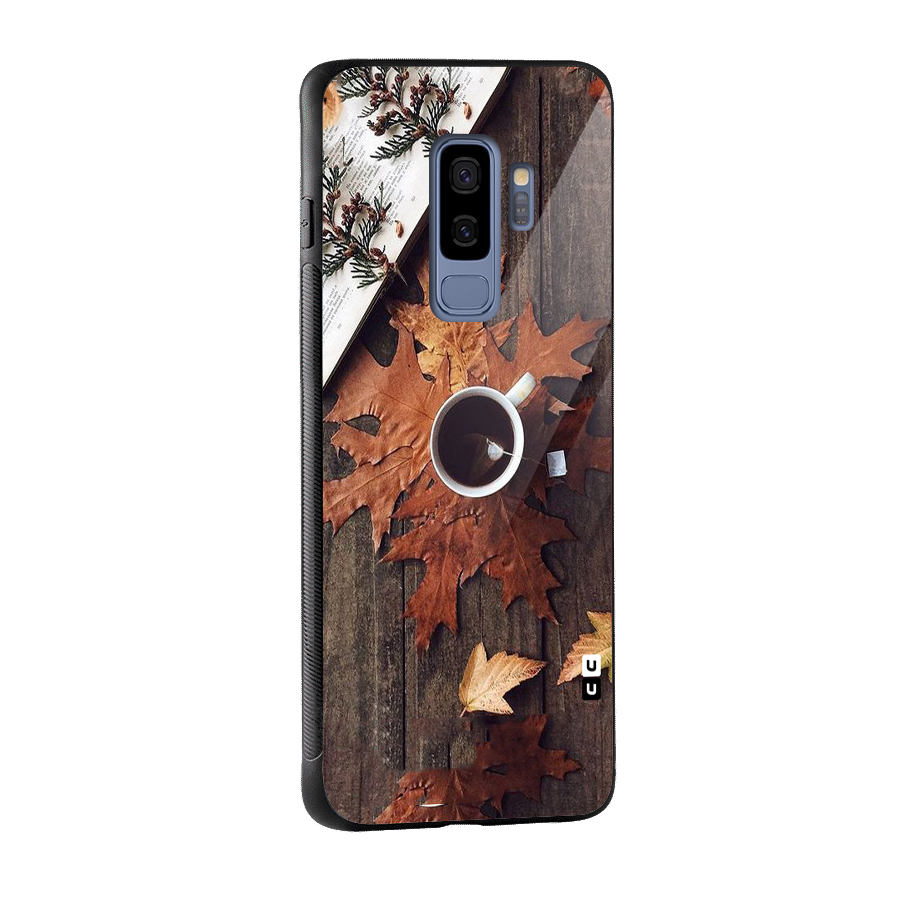 Fall Leaf Coffee Glass Back Case for Galaxy S9 Plus