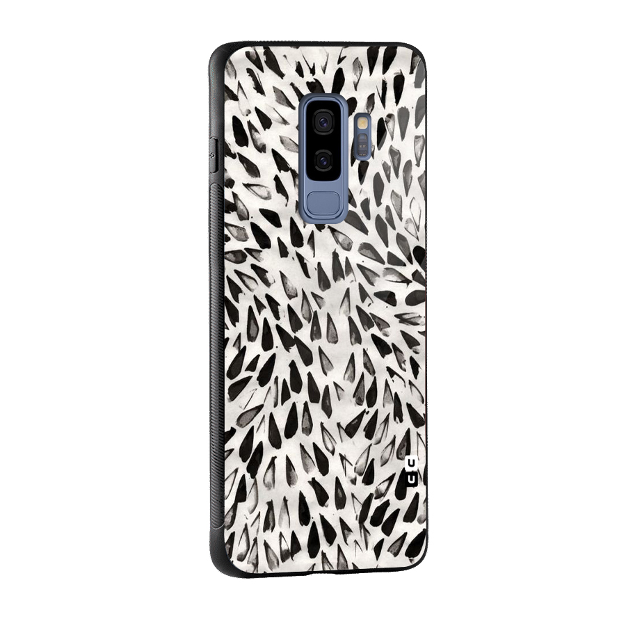 Feather Pattern Colorless Glass Back Case for Galaxy S9 Plus