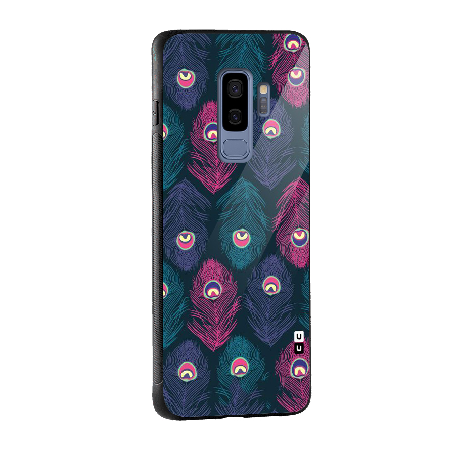 Feathers Patterns Glass Back Case for Galaxy S9 Plus