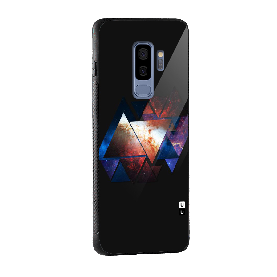 Fire Galaxy Triangles Glass Back Case for Galaxy S9 Plus