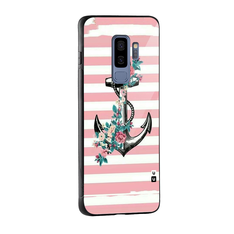 Floral Anchor Glass Back Case for Galaxy S9 Plus