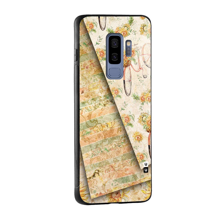 Floral Bicycle Glass Back Case for Galaxy S9 Plus