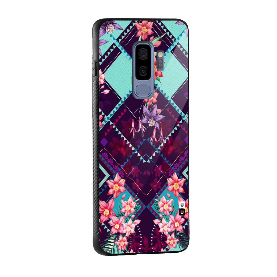 Floral Diamonds Glass Back Case for Galaxy S9 Plus