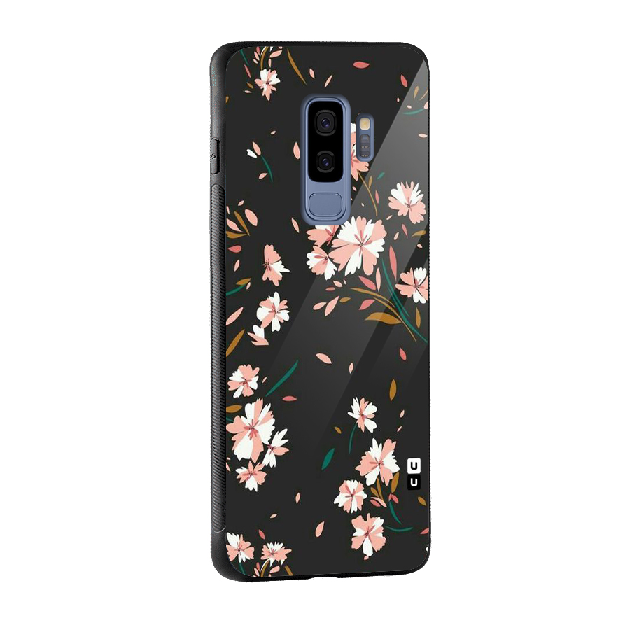 Floral Petals Peach Glass Back Case for Galaxy S9 Plus