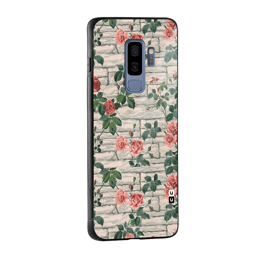 Floral Wall Design Glass Back Case for Galaxy S9 Plus
