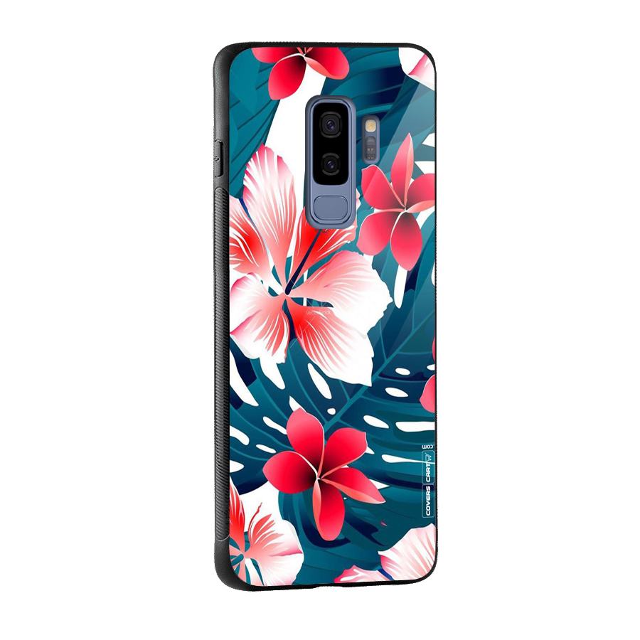 Flower design Glass Back Case for Galaxy S9 Plus