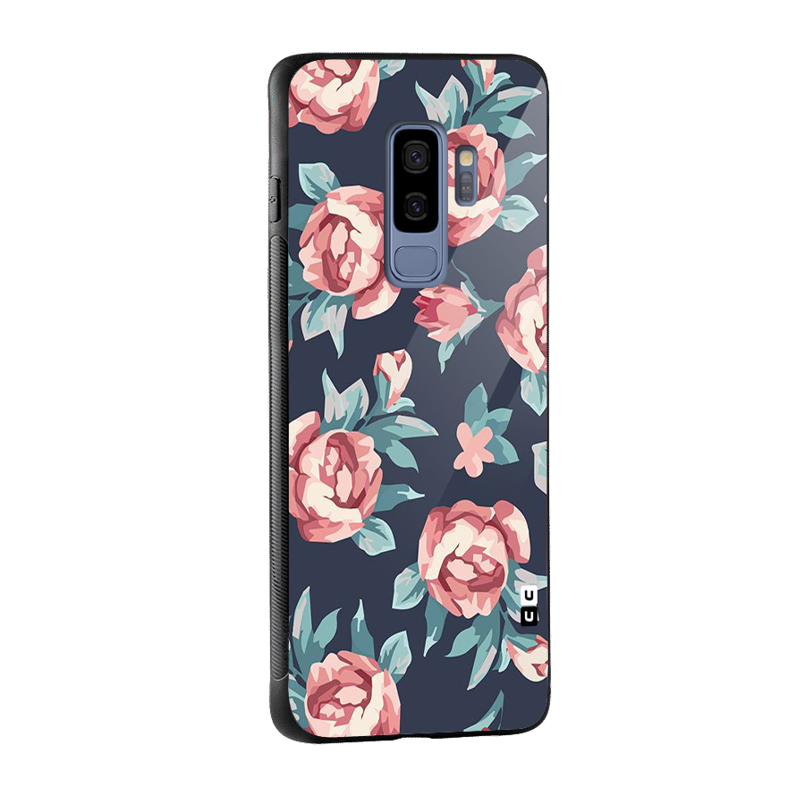 Flowers Painting Glass Back Case for Galaxy S9 Plus