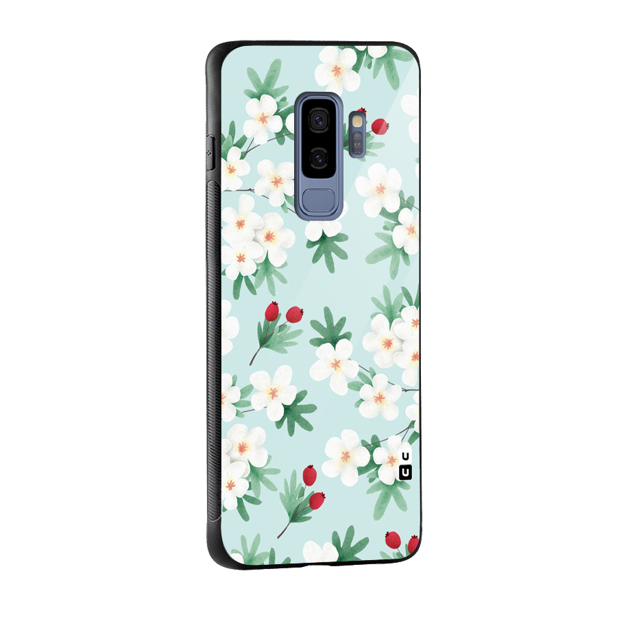 Flowers Pastel Glass Back Case for Galaxy S9 Plus