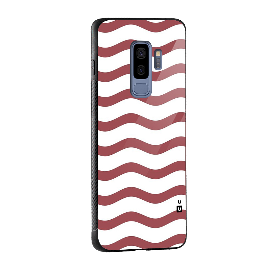 Flowing Stripes Red White Glass Back Case for Galaxy S9 Plus