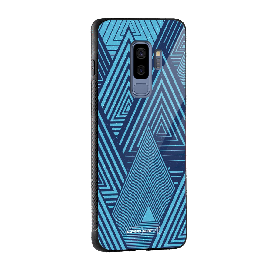 Geometric Blue Print Glass Back Case for Galaxy S9 Plus