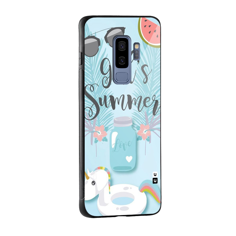 Girls Summer Glass Back Case for Galaxy S9 Plus