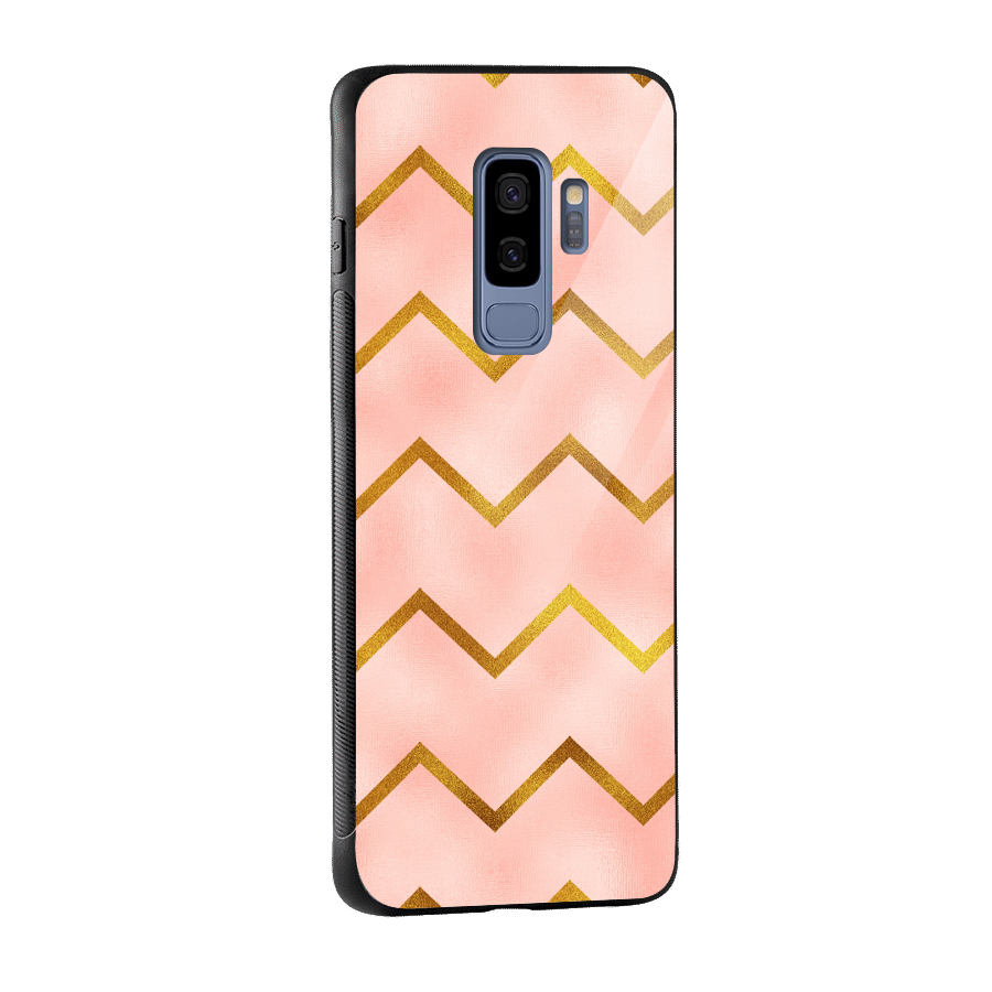 Gold Pink Pattern Glass Back Case for Galaxy S9 Plus