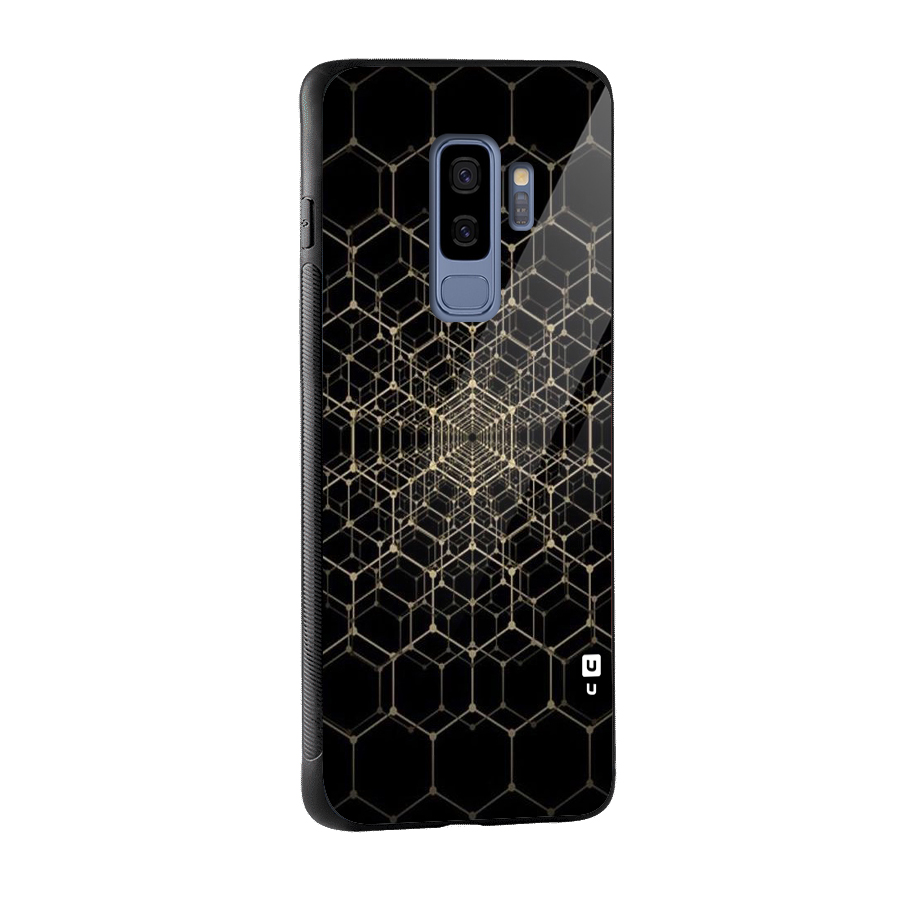 Gold Web Glass Back Case for Galaxy S9 Plus
