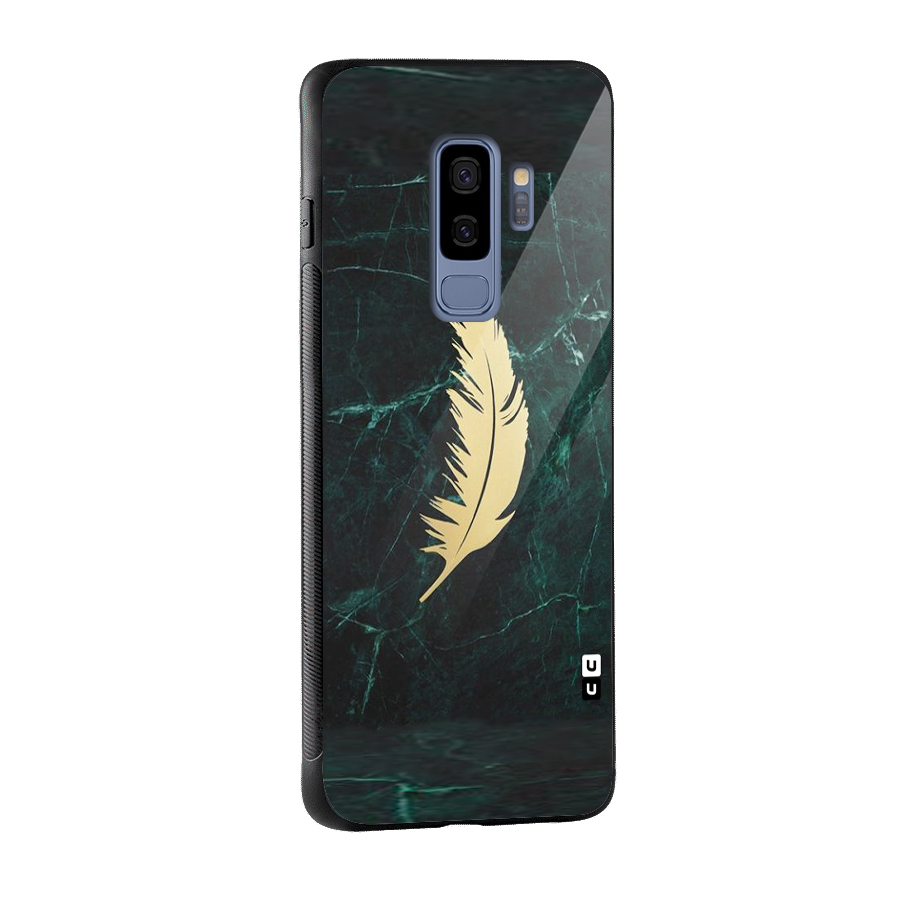 Golden Leaf Glass Back Case for Galaxy S9 Plus