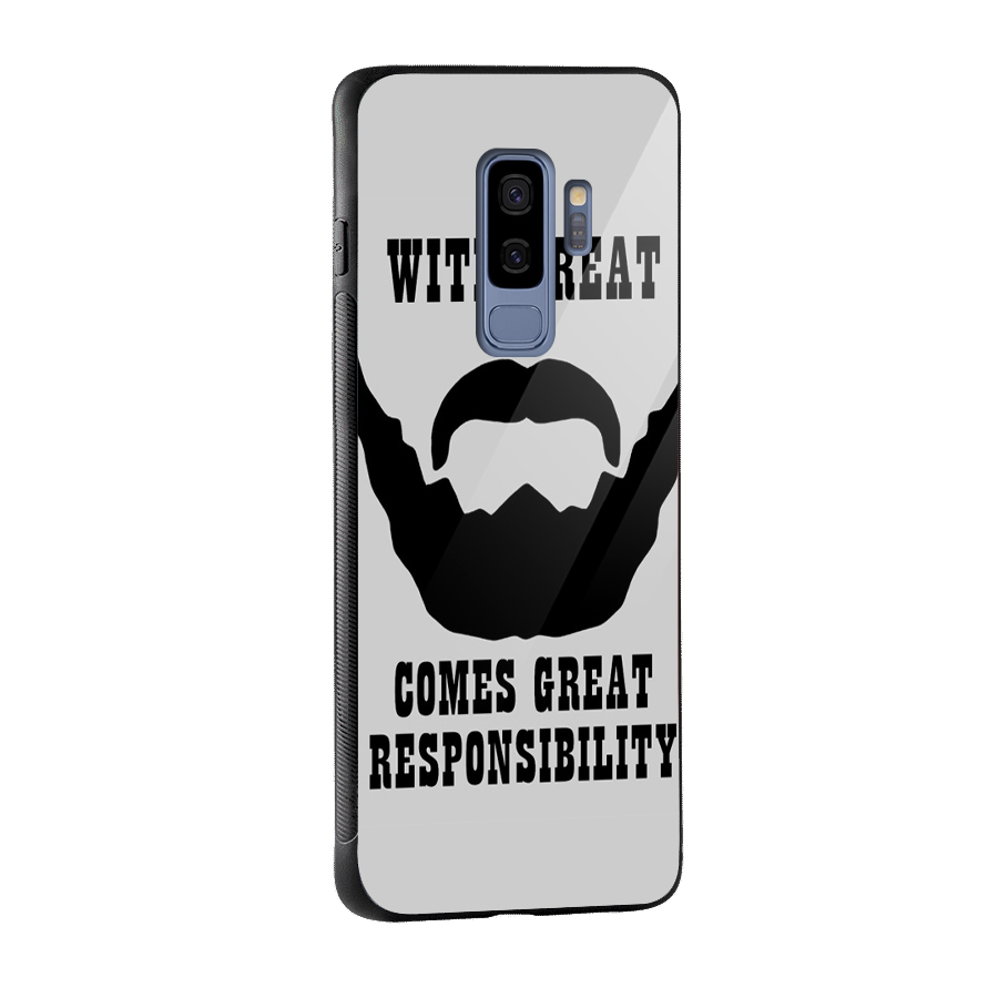 Great Beard Great Responsibility Glass Back Case for Galaxy S9 Plus