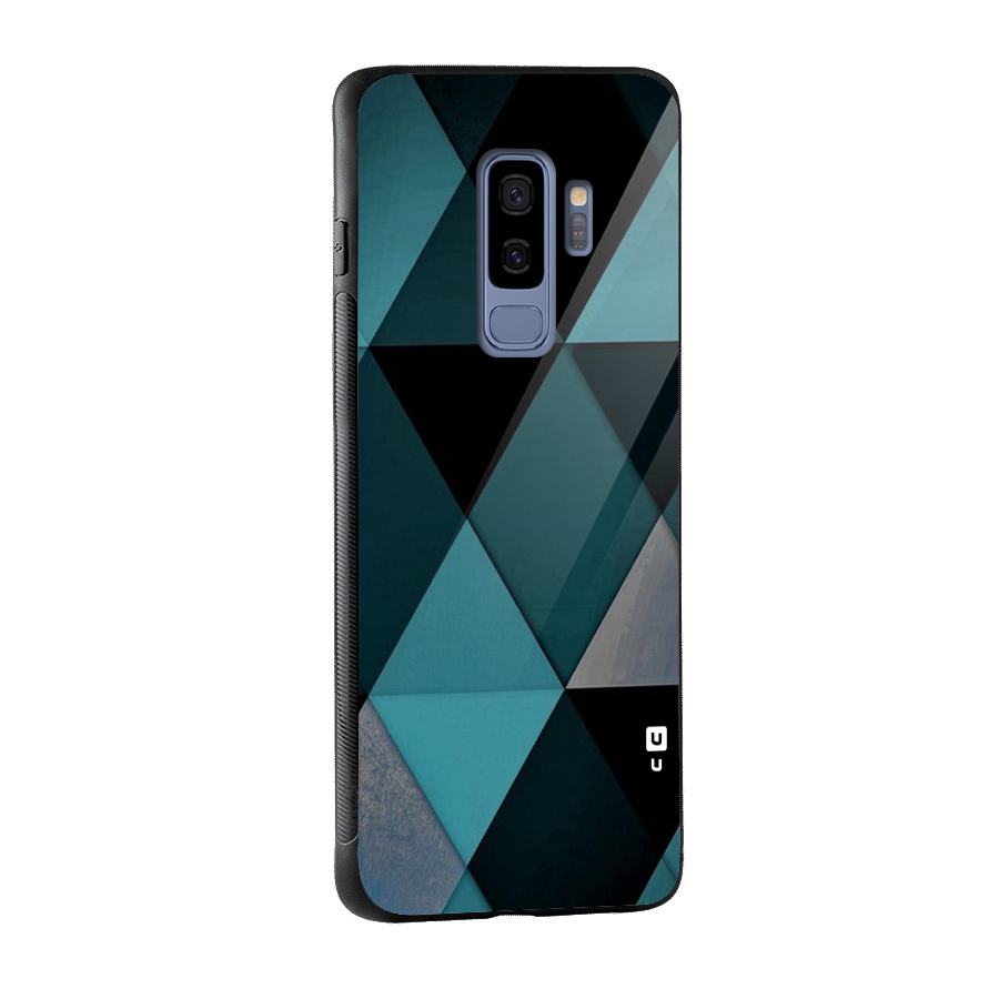 Green Black Shapes Glass Back Case for Galaxy S9 Plus