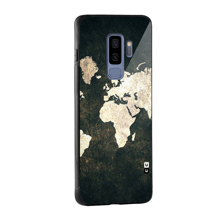Green Gold Map Design Glass Back Case for Galaxy S9 Plus