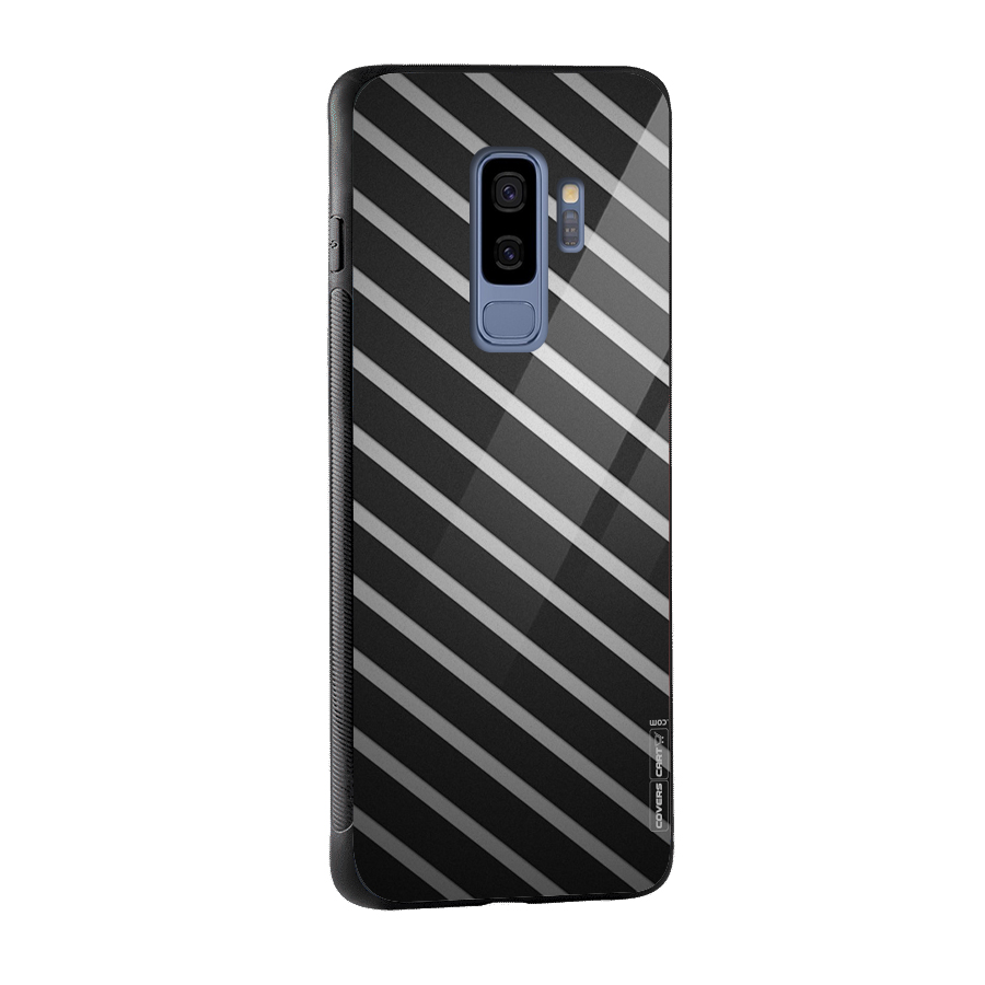 Grey And Black Stripes Glass Back Case for Galaxy S9 Plus
