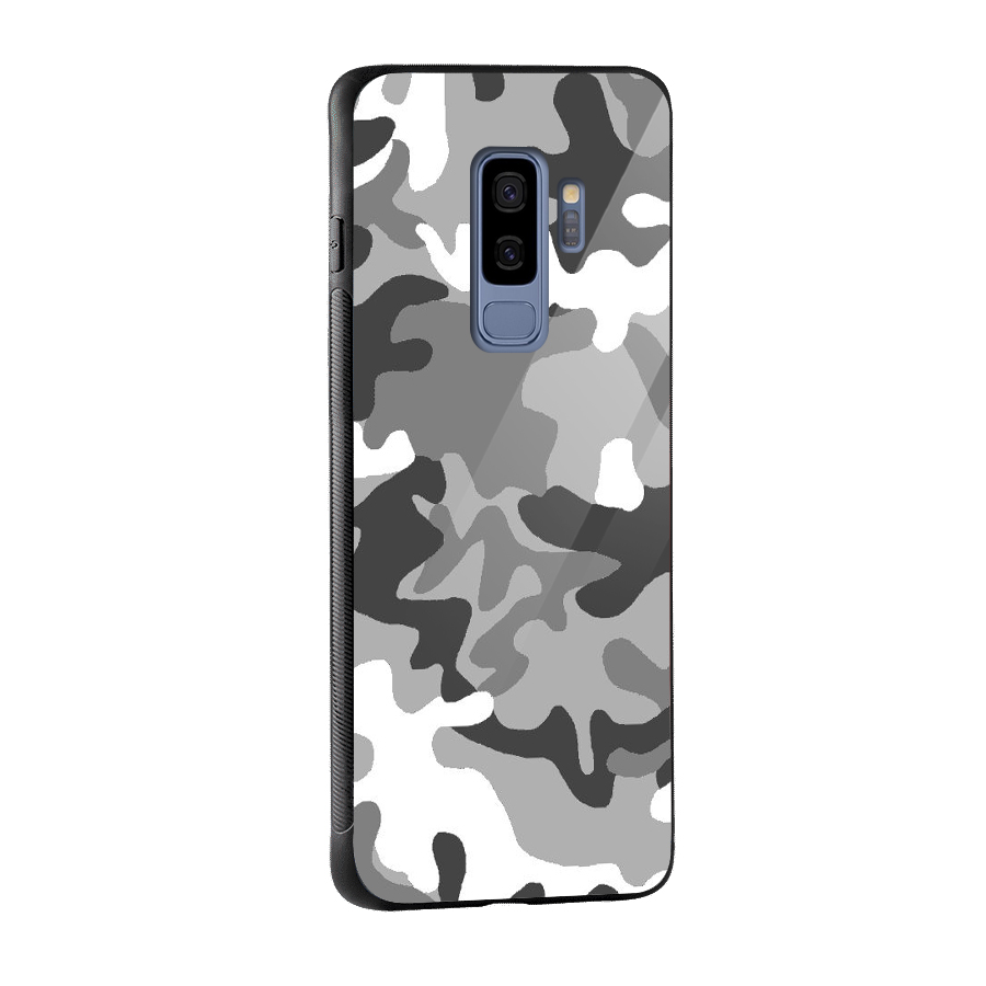 Grey Military Glass Back Case for Galaxy S9 Plus