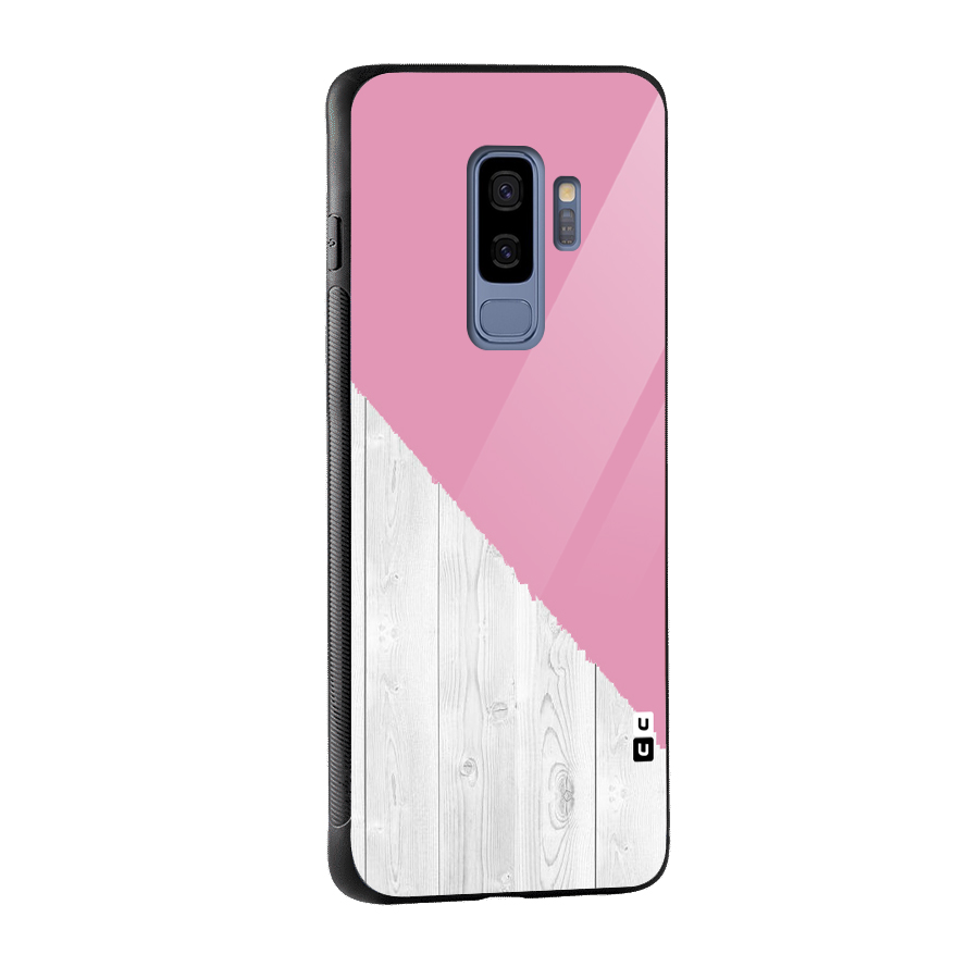Grey Pink Wooden Design Glass Back Case for Galaxy S9 Plus