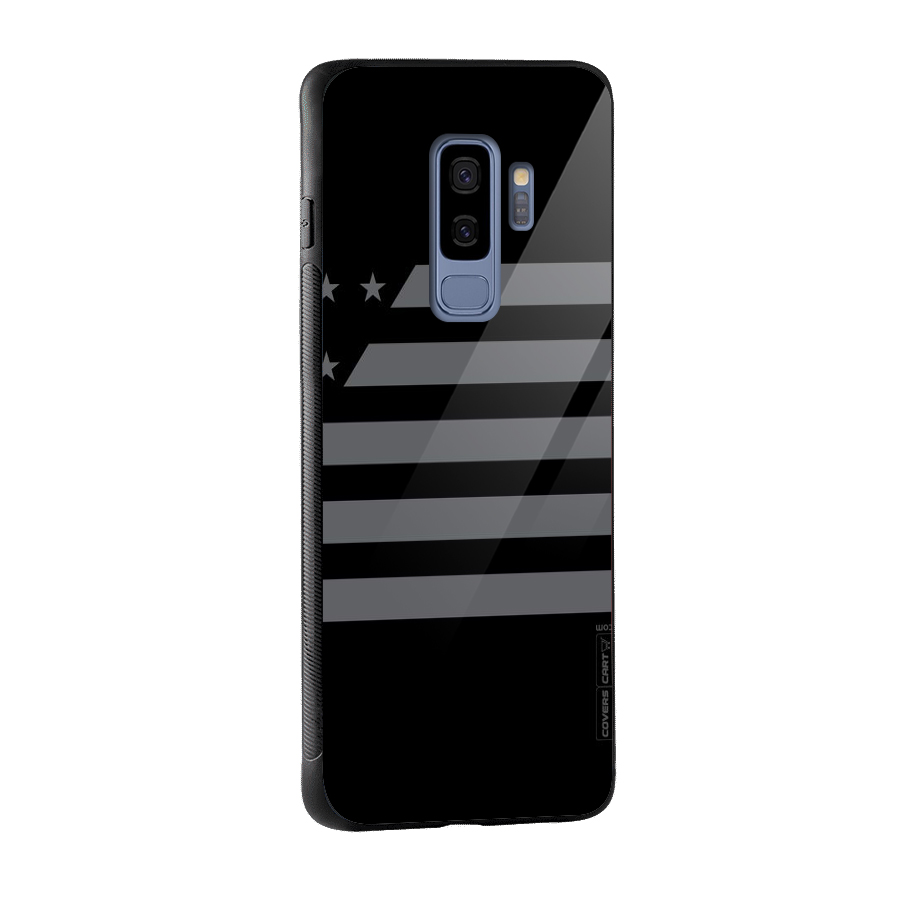 Grey Star Striped Pattern Glass Back Case for Galaxy S9 Plus