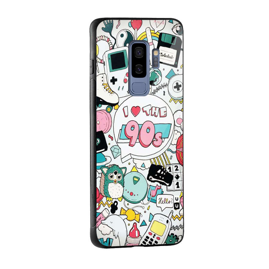 Heart 90s Glass Back Case for Galaxy S9 Plus