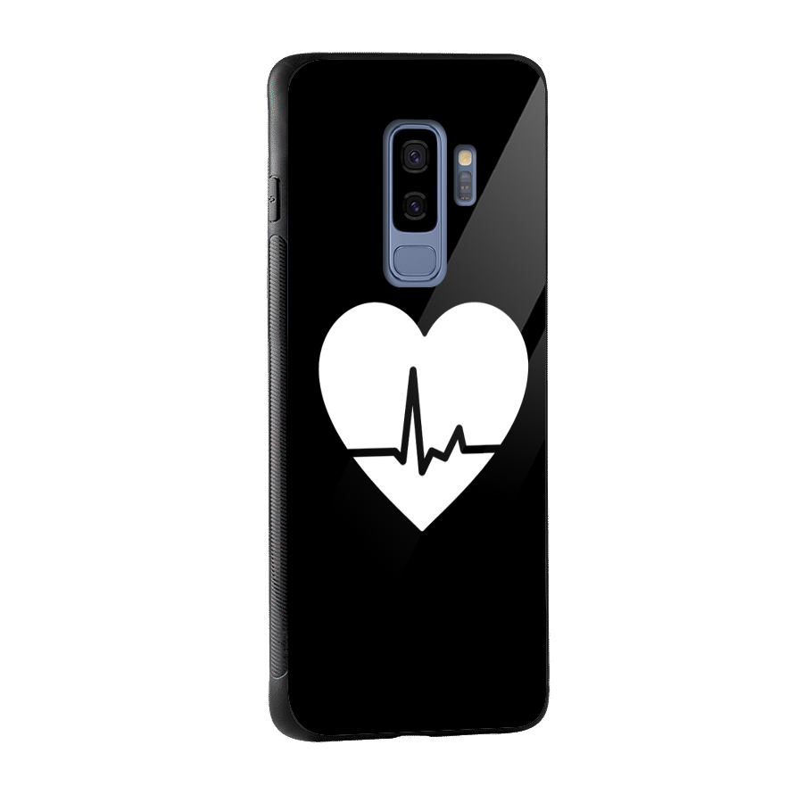 Heart Beat Glass Back Case for Galaxy S9 Plus