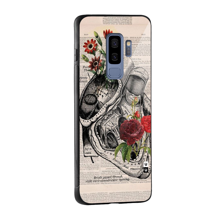 Heart Newspaper Glass Back Case for Galaxy S9 Plus