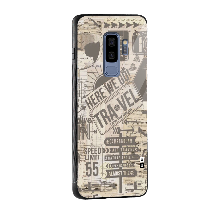 Here We Travel Glass Back Case for Galaxy S9 Plus