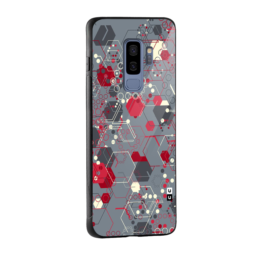 Hexagons Pattern Glass Back Case for Galaxy S9 Plus