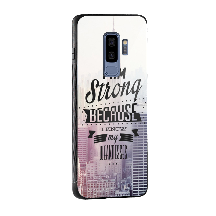 I am Strong Glass Back Case for Galaxy S9 Plus