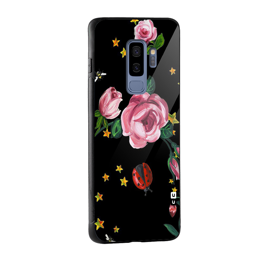 Ladybird And Floral Glass Back Case for Galaxy S9 Plus