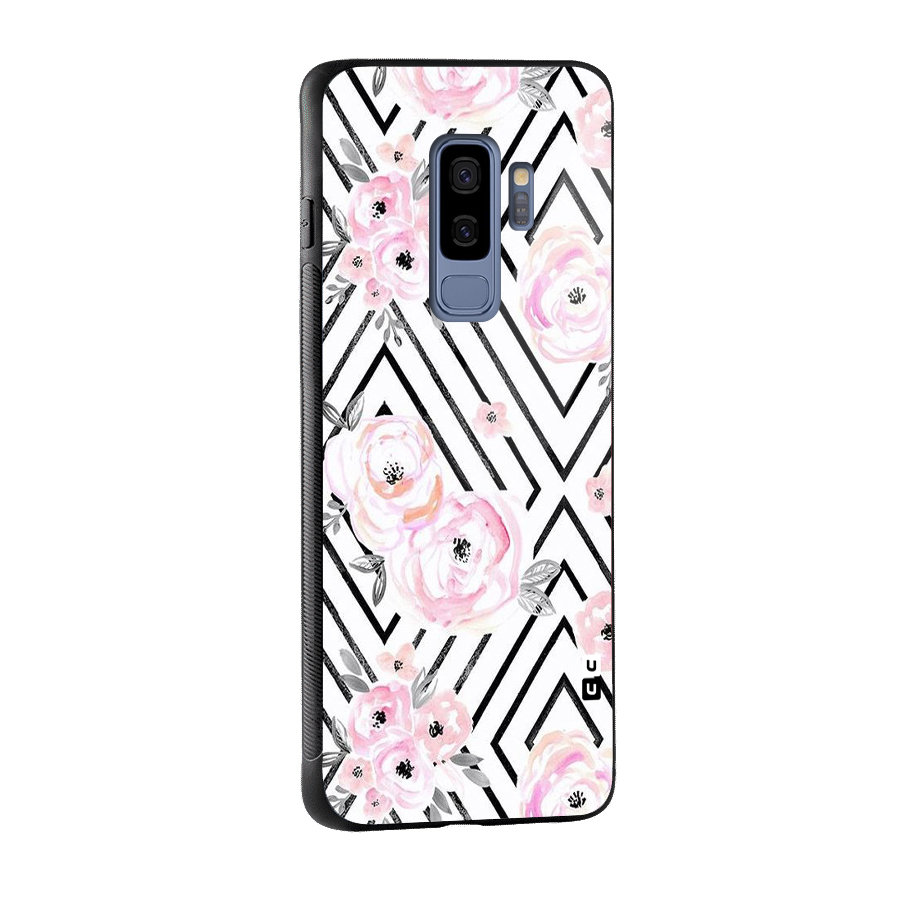 Light Pastel Flowers Design Glass Back Case for Galaxy S9 Plus