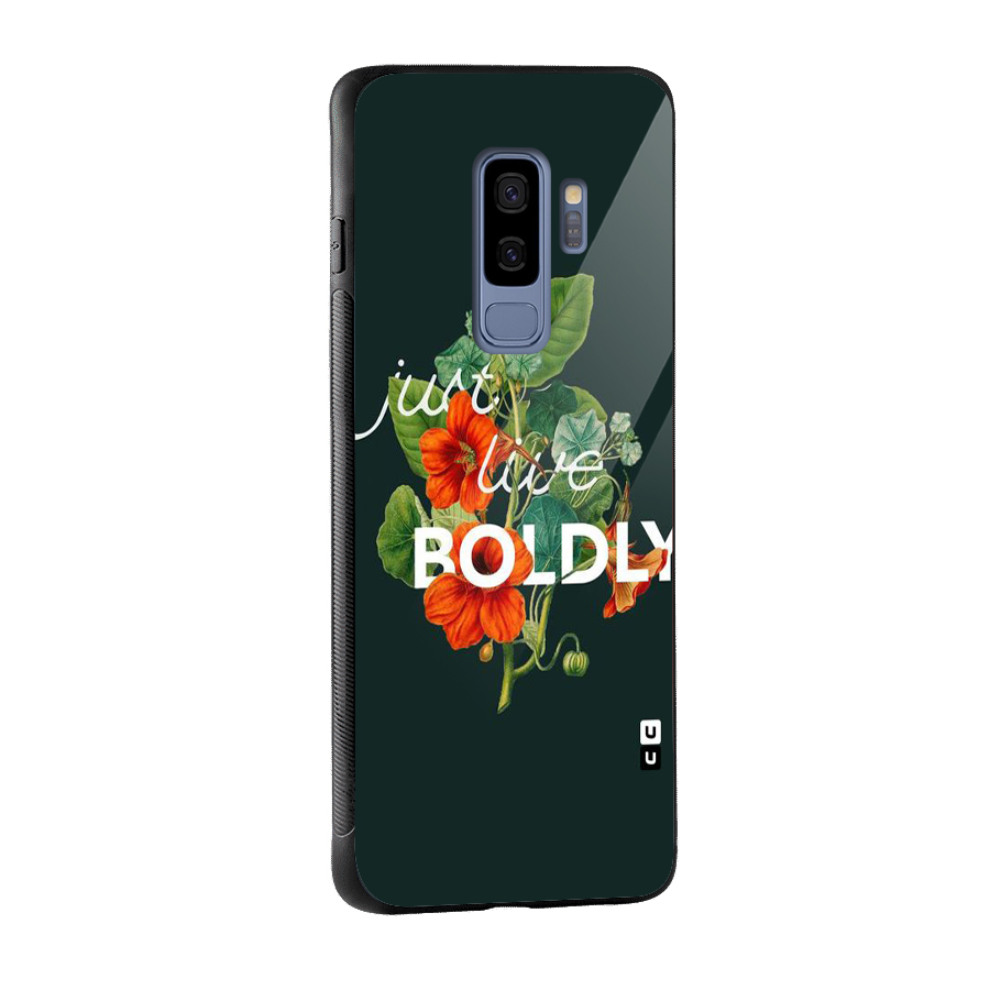 Live Boldly Glass Back Case for Galaxy S9 Plus