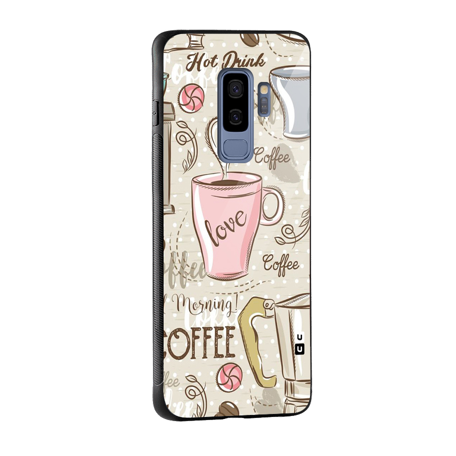 Love Coffee Design Glass Back Case for Galaxy S9 Plus