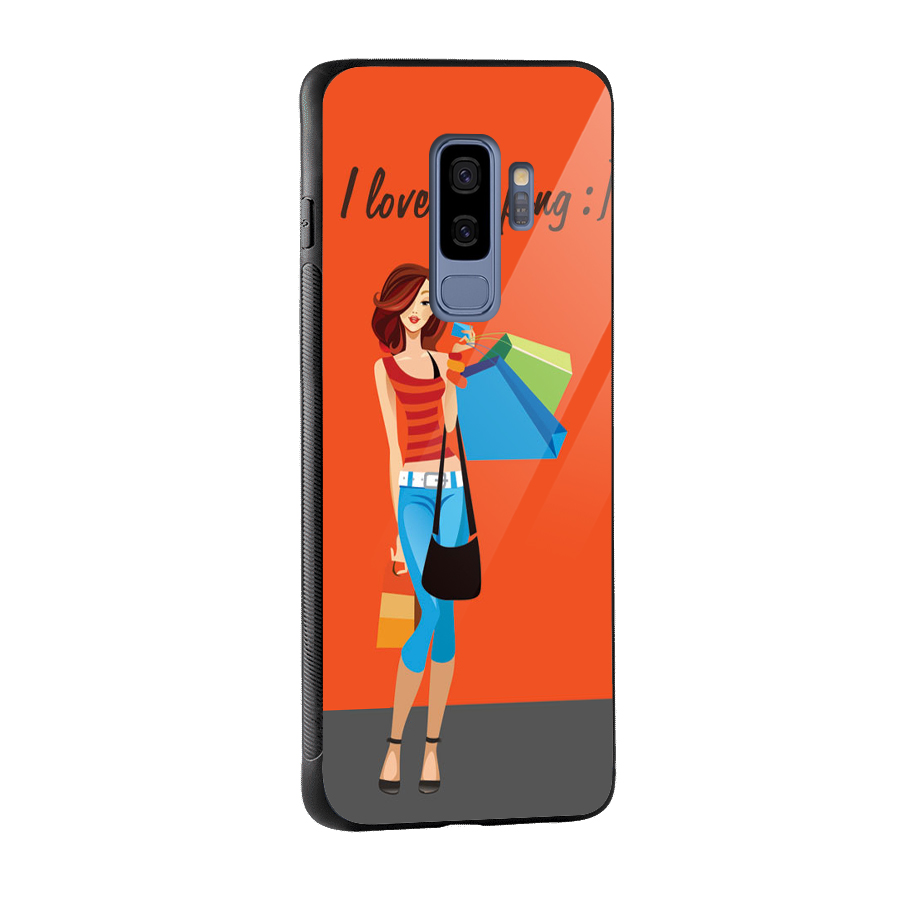 Love Shopping Classy Girl Glass Back Case for Galaxy S9 Plus