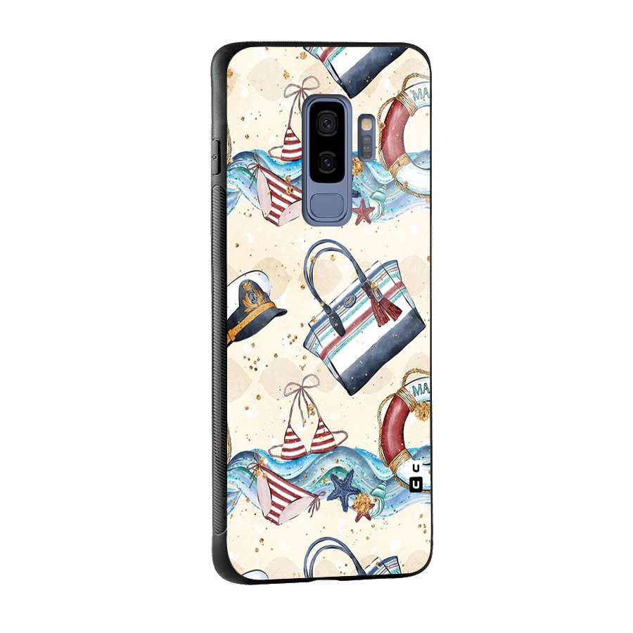 Marine Bag Design Glass Back Case for Galaxy S9 Plus