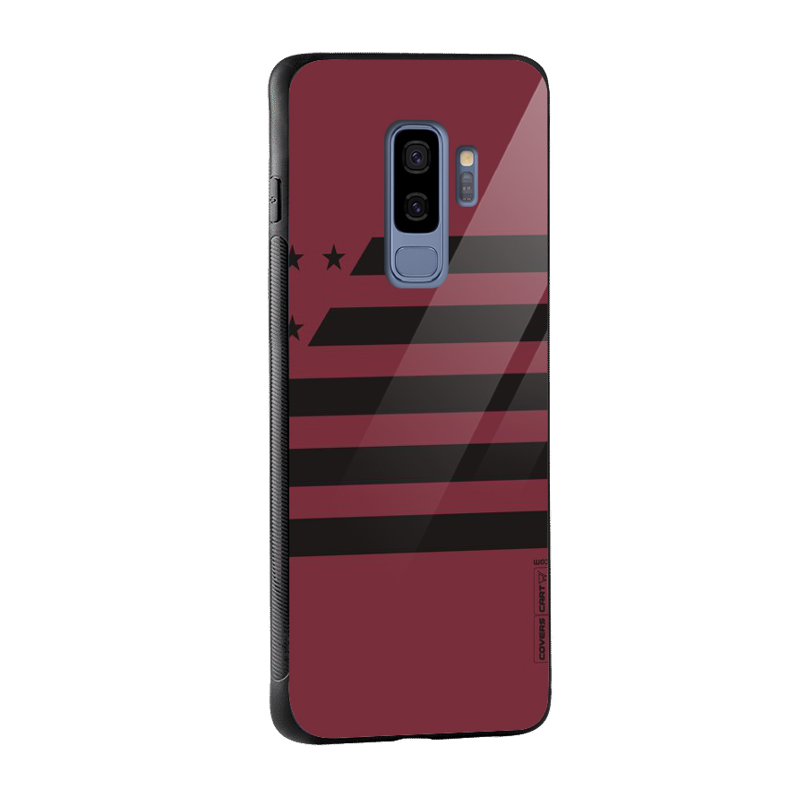 Maroon Star Striped Glass Back Case for Galaxy S9 Plus