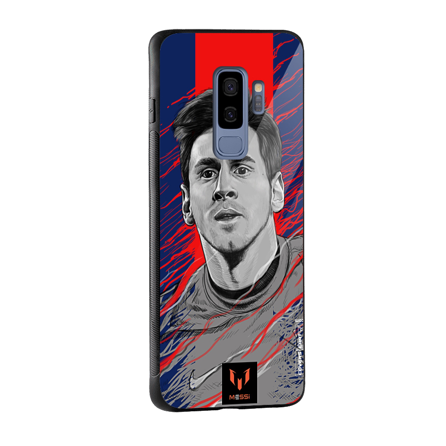 Messi For FCB Glass Back Case for Galaxy S9 Plus