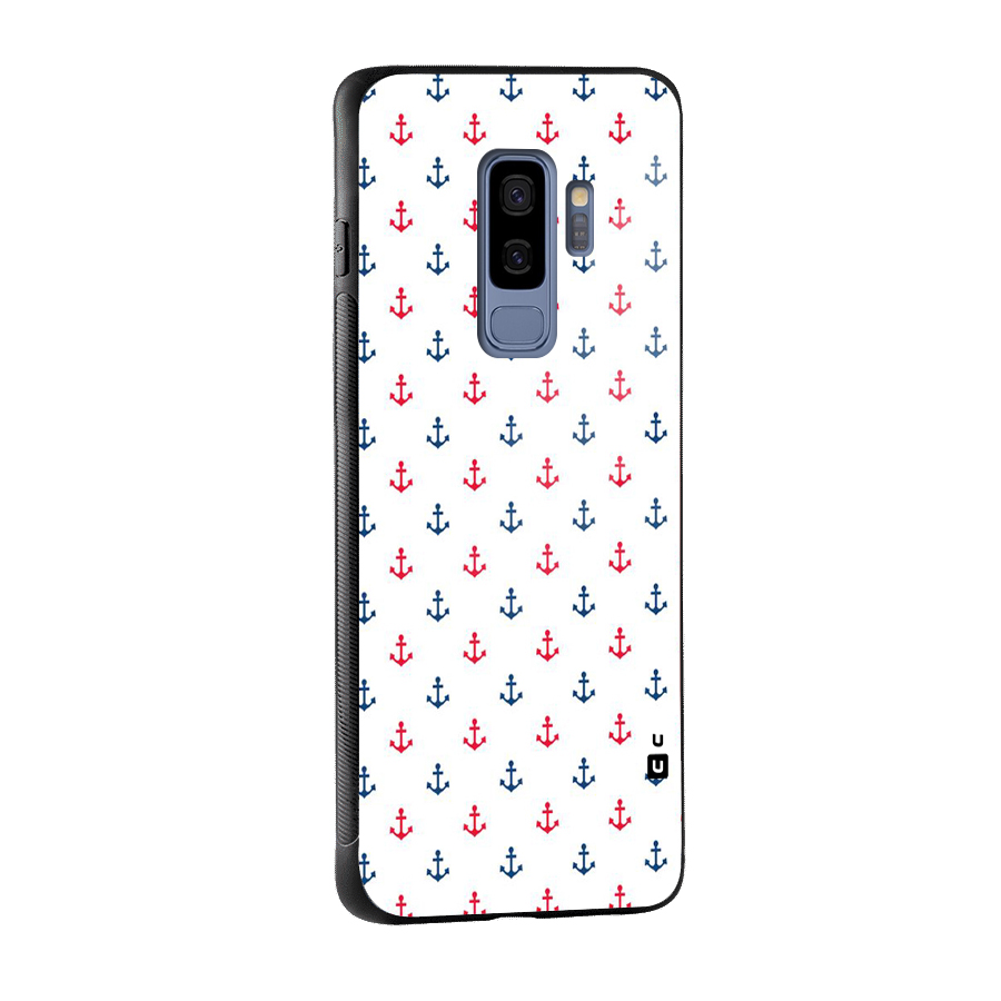 Minimal Anchor Pattern Glass Back Case for Galaxy S9 Plus