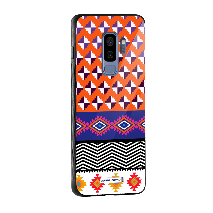 Mixed Pattern Aztec Glass Back Case for Galaxy S9 Plus