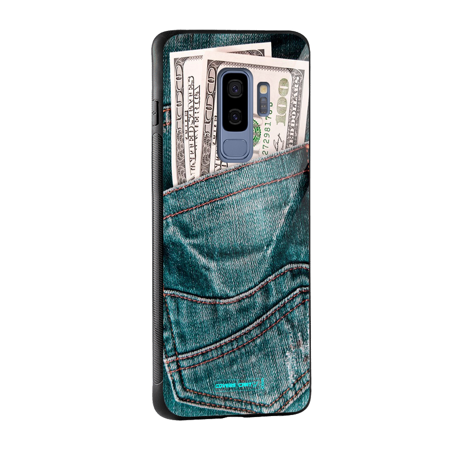 Money in Jeans Glass Back Case for Galaxy S9 Plus