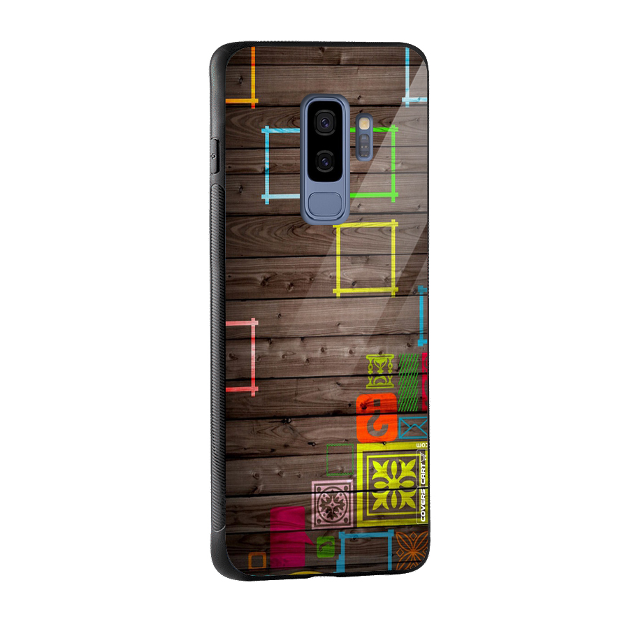 Multicolor Frame Design Glass Back Case for Galaxy S9 Plus