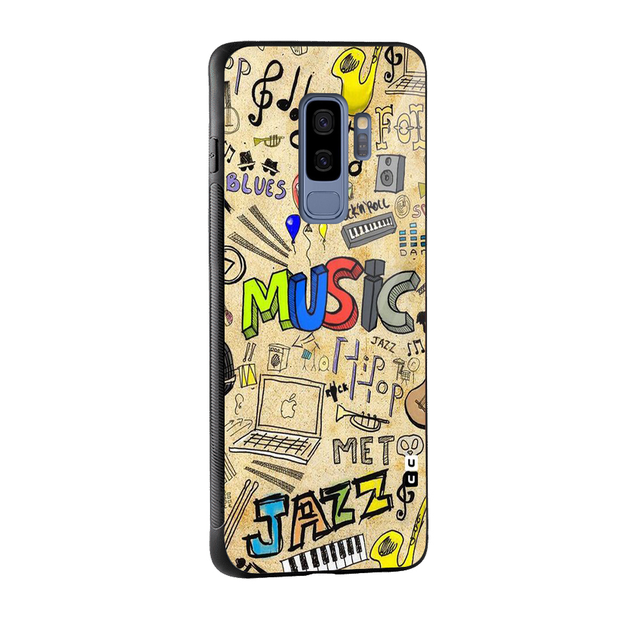 Music Pattern Glass Back Case for Galaxy S9 Plus
