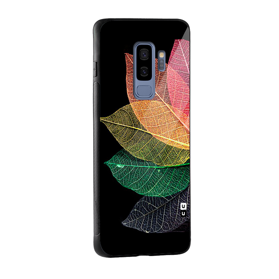 Net Leaf Color Design Glass Back Case for Galaxy S9 Plus