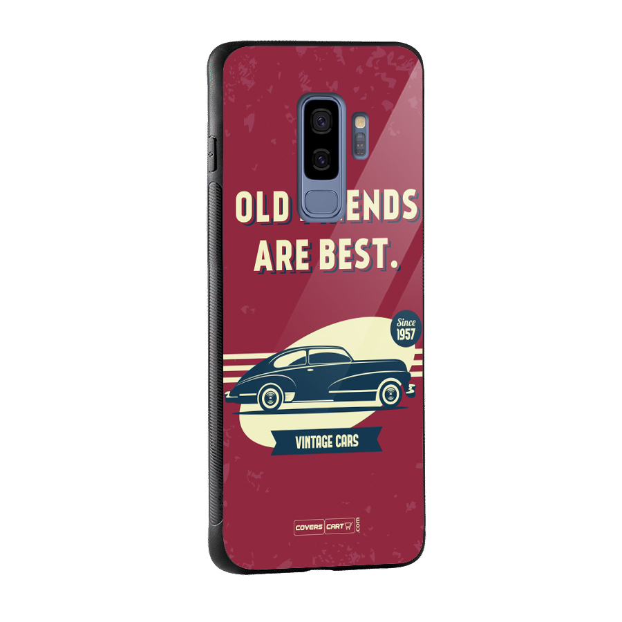 Old Friends Vintage Car Glass Back Case for Galaxy S9 Plus