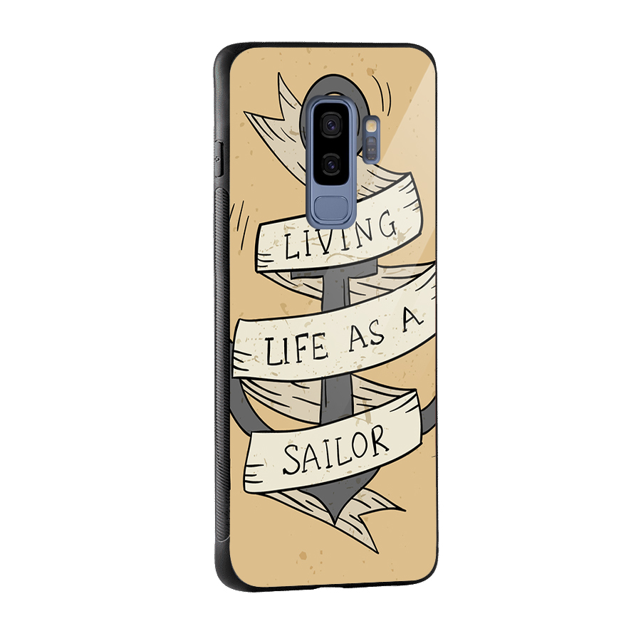 Old School Anchor Glass Back Case for Galaxy S9 Plus